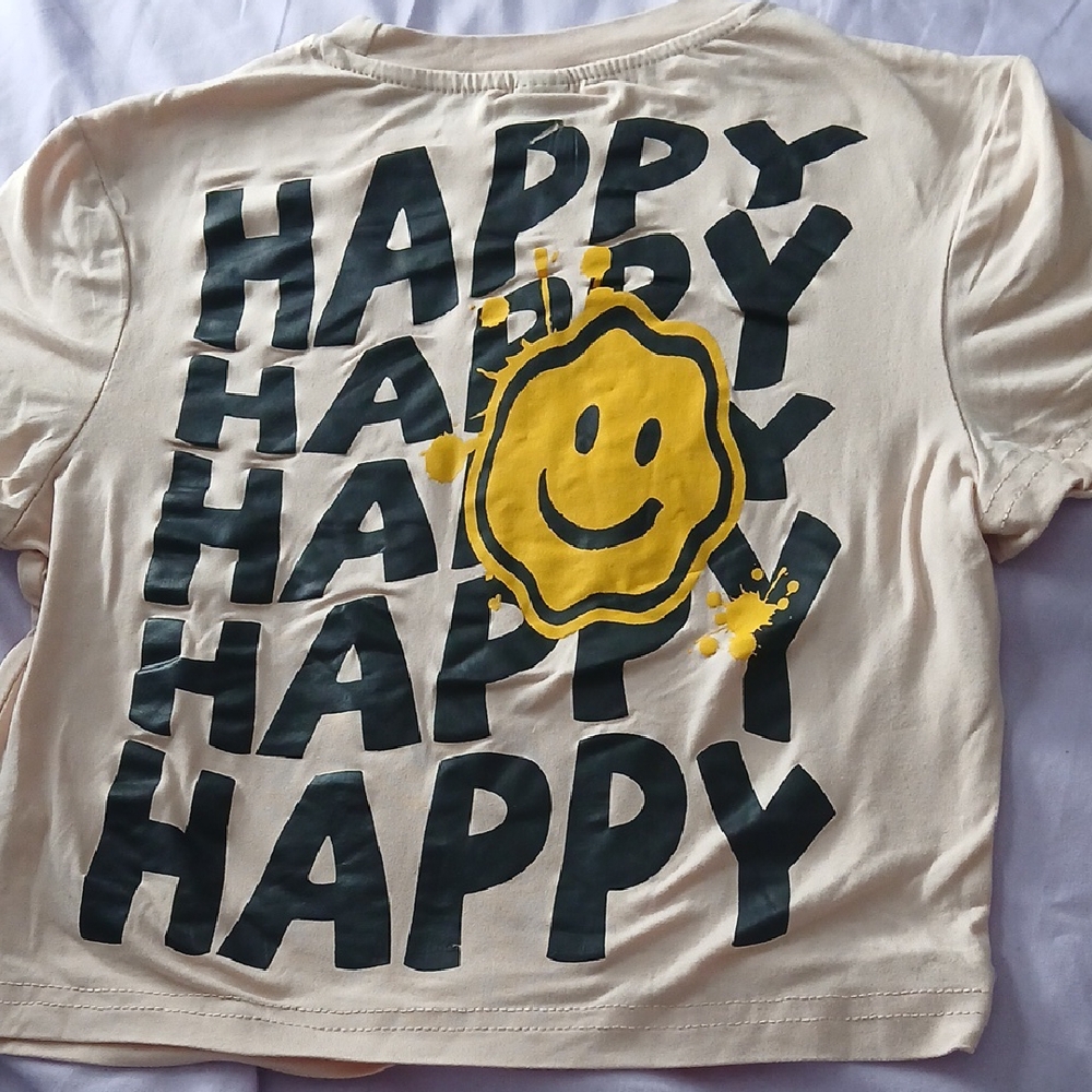 Happy Face Kids Shirt - Cream and Black